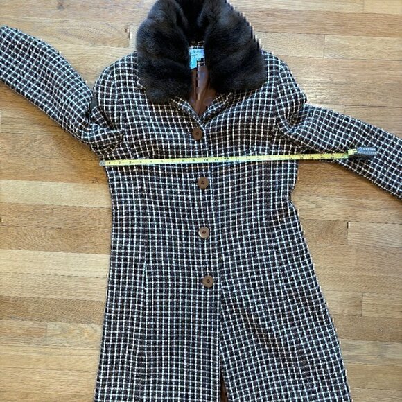 Vintage Y2K Classic Wool Brown Tweed Coat Charles Gray London - Picture 7 of 8